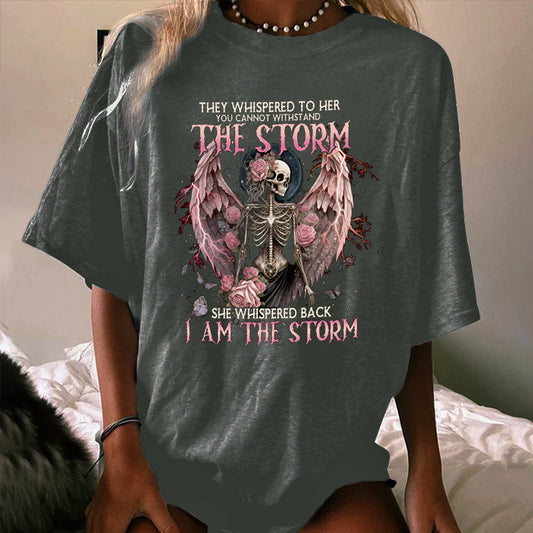 I AM THE STORM SKELETON ROSES WINGS ALL OVER PRINT WOMEN'S T-SHIRT